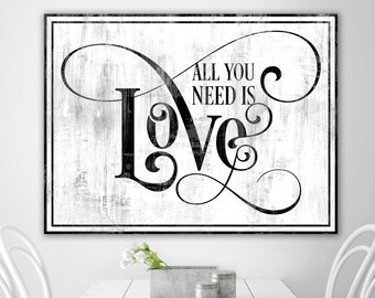 All You Need Is Love Sign Modern Farmhouse Wall Decor, Romantic Gifts for Lovers, Rustic Industrial Love Decor, Valentine's Day Wall Art