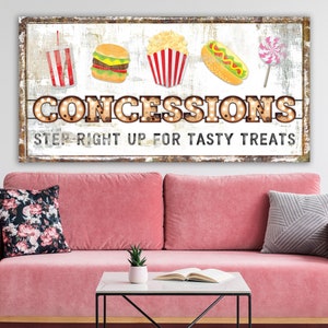 Family Cinema Concessions Sign Modern Industrial Wall Decor, Circus Party Decor Lounge Game Movie Room Vintage Steampunk Rustic Wall Art