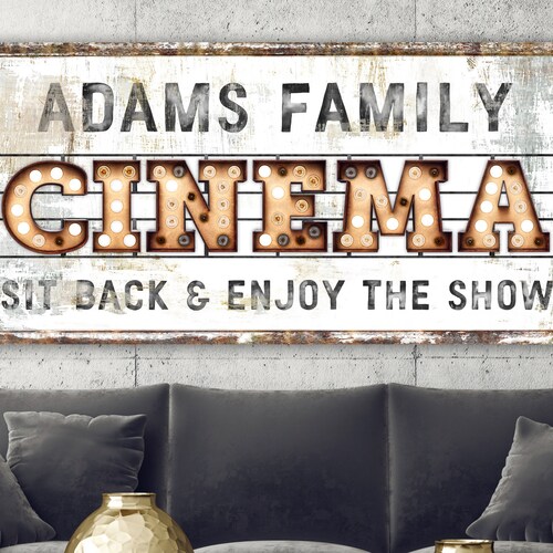 Movie Room Sign Modern Farmhouse Wall Decor Custom Name Sign - Etsy