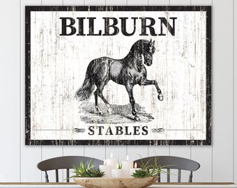 Rustic Western Wall Decor, Horse Art, Personalized Stables Sign, Primitive Country Equestrian Decor, Modern Farmhouse Last Name Sign