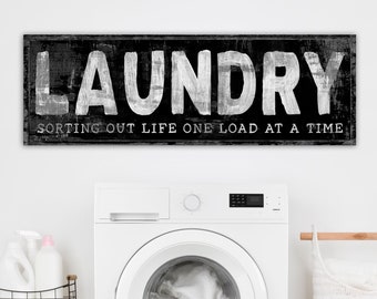 Modern Farmhouse Wall Decor Funny Laundry Sign Sorting Life One Load at a Time Vintage Neutral Washroom Hanging Accent Laundry Room Artwork