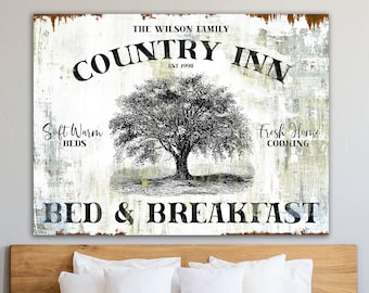 Bed and Breakfast Sign, Vintage Farmhouse Wall Decor, Personalized Guest Bedroom Sign, Bedroom Wall Art, Rustic Farmhouse Welcome Guest Room