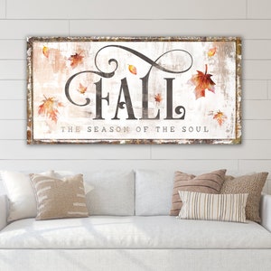 Season of the Soul Rustic Fall Sign Modern Farmhouse Wall Decor, Primitive Country Autumn Leaves Cozy Vintage Harvest Thanksgiving Decor