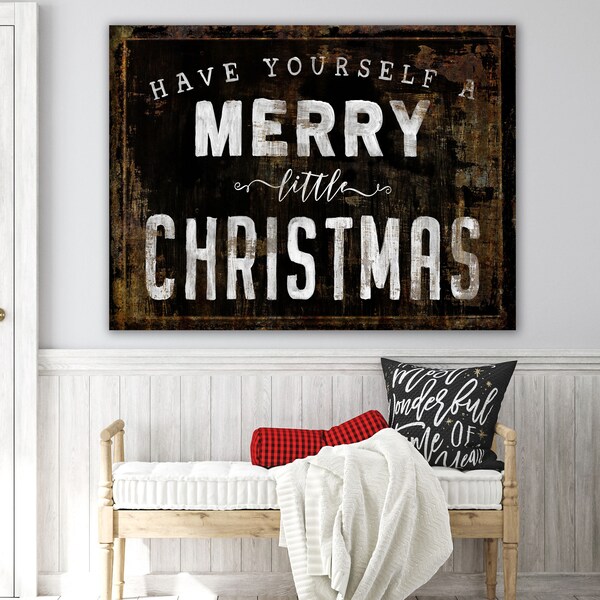 Have Yourself a Merry Little Christmas Sign Modern Farmhouse Wall Decor, Vintage Rustic Wall Art Big Shabby Primitive Holiday Christmas Sign