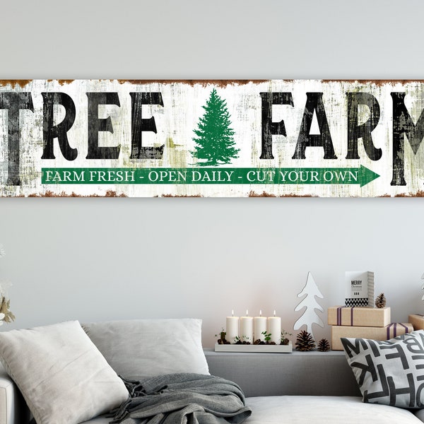 Rustic Tree Farm Christmas Sign, Farm Fresh Cut Your Own Primitive Holiday Wall Decor, Vintage Farmhouse Chic Wall Decor, Christmas Art