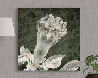 Romantic Nature Artwork: Vintage Floral Canvas Print, Pomegranate Blossom Flower Wall Art, Whimsical Botanical Decor for Boho Eclectic Home