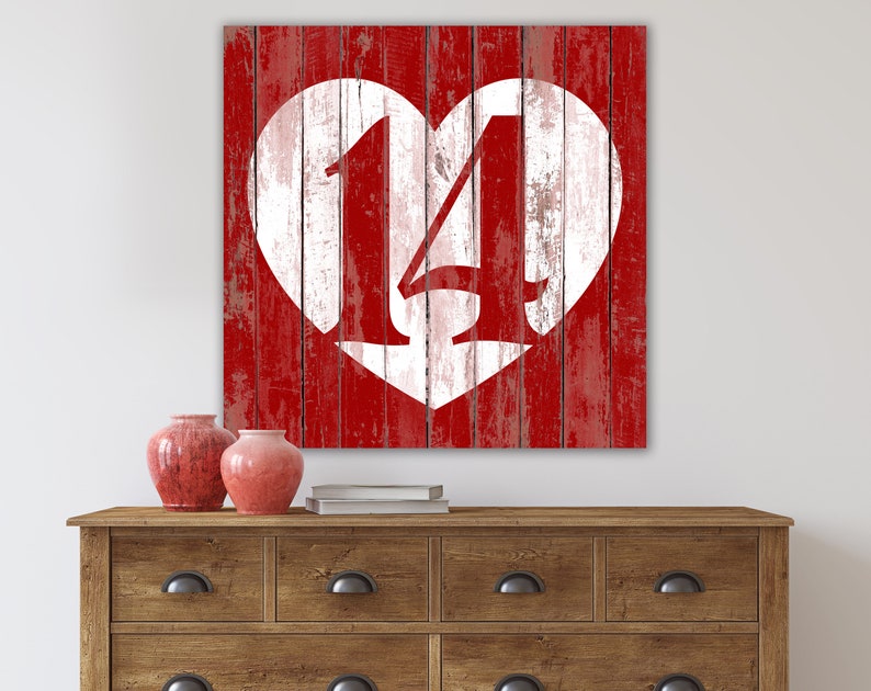 Rustic Farmhouse Wall Art Red Heart Love Sign Valentines Day Decor Simple Minimalist Entryway Wall Decor Shabby Cozy Country Americana Print image 1