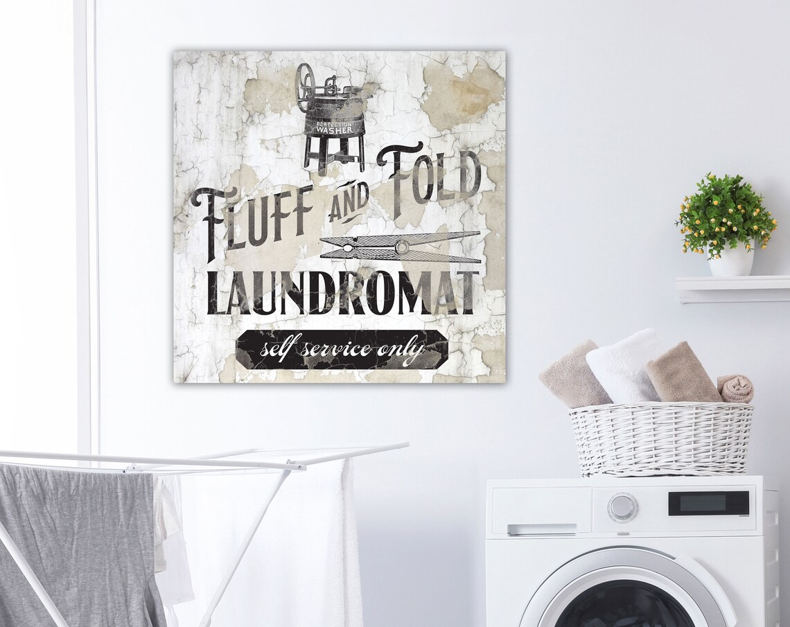 Cartel rústico de lavandería fluff &fold lavandería de signos | Etsy