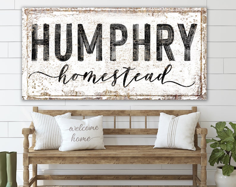 Custom Family Name Sign, Modern Vintage Decor, Large Rustic Canvas Print, Farmhouse Wall Decor Living Room, Last Name Sign, Family Homestead 