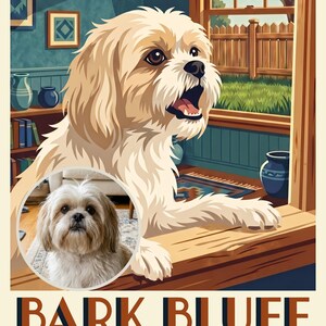 Watch Dog Travel Poster from Your Photo, Custom Dog Art Print or Canvas, Guard Dog Wall Art, Vintage Neighborhood Lookout Decor