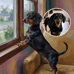 Humorous Custom Dog Portrait from Your Photo, Illustrated Living Room Art Digital Download
