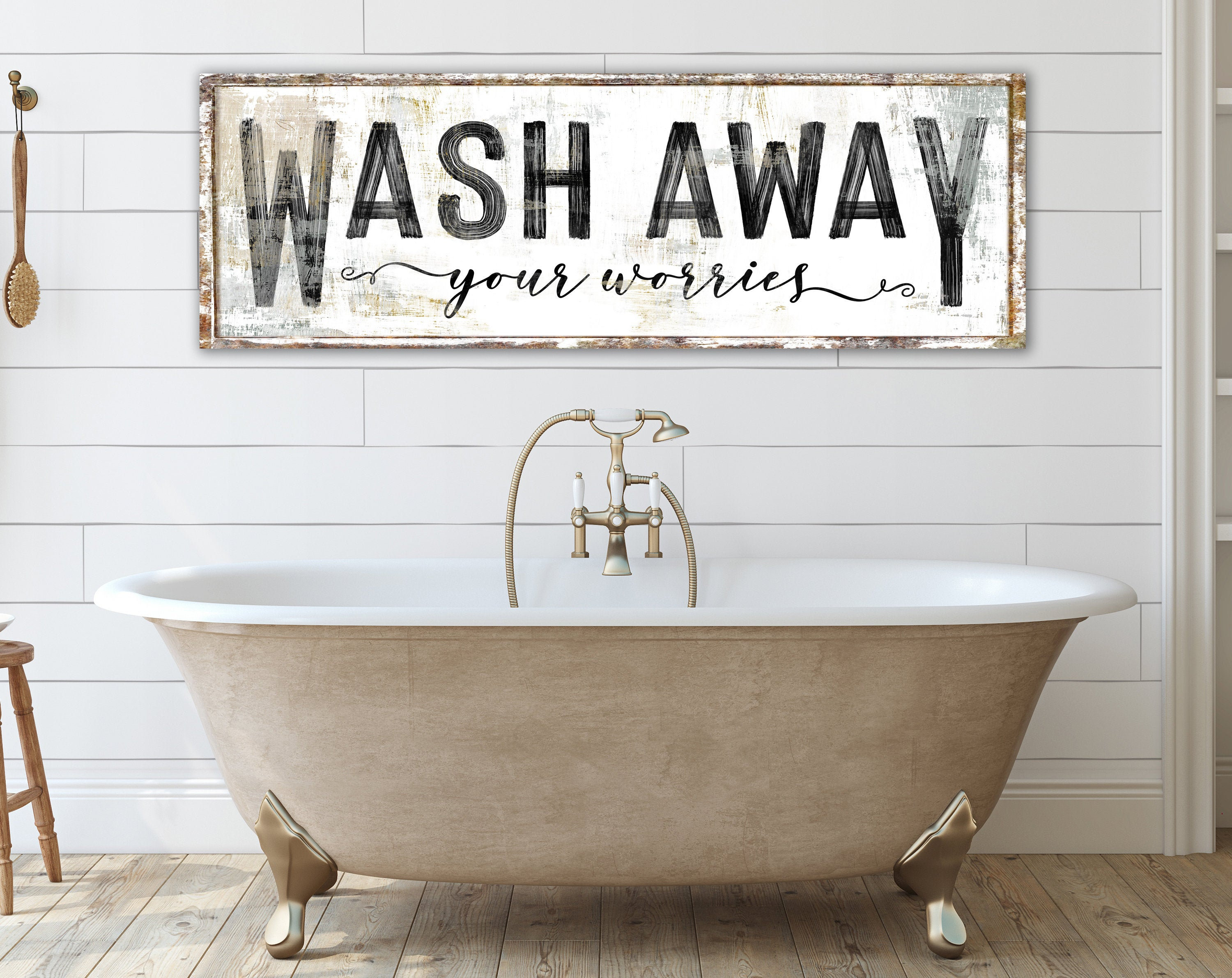 Bathroom Sign Modern Farmhouse Wall Decor Bathroom Decor