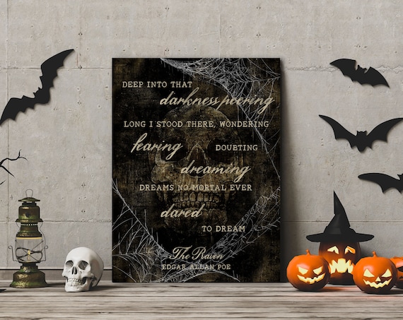 Scary Halloween Decor Edgar Allan Poe the Raven Creepy Quote - Etsy