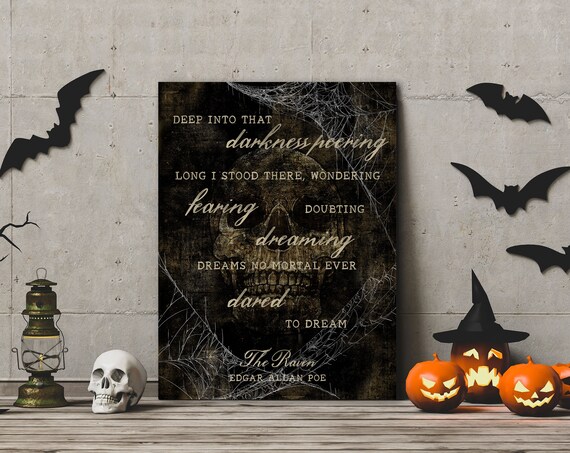 Scary Halloween Decor Edgar Allan Poe the Raven Creepy Quote - Etsy