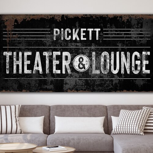 Movie Room Sign Modern Farmhouse Wall Decor Custom Name Sign | Etsy