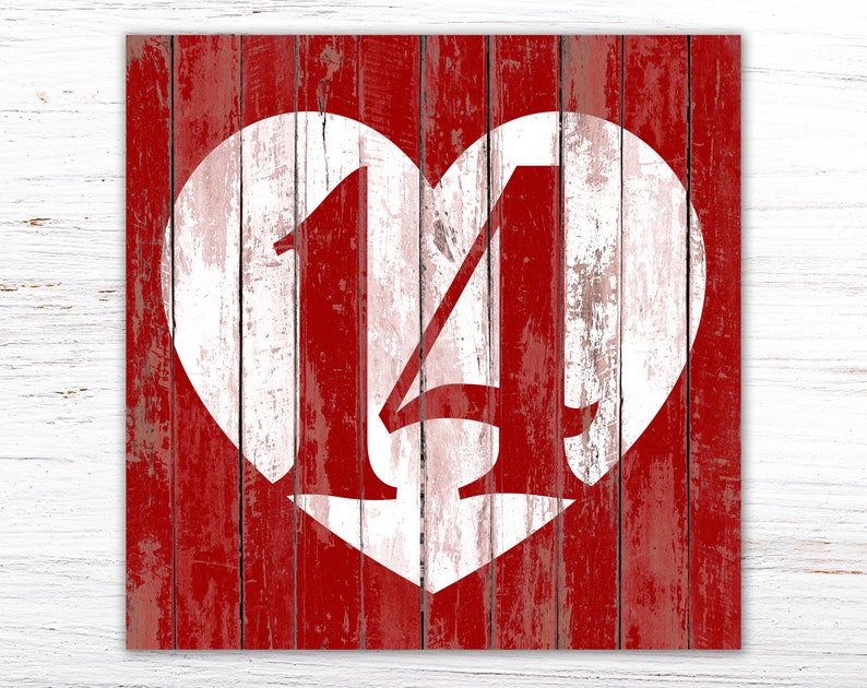 Rustic Farmhouse Wall Art Red Heart Love Sign Valentines Day Decor Simple Minimalist Entryway Wall Decor Shabby Cozy Country Americana Print image 2