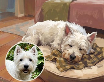 Funny Dog Canvas Wall Art, Dog in Bed Wall Art Print, Personalized Dog Portrait from Photo, Dog Too Big for the Bed, Bedroom Artwork