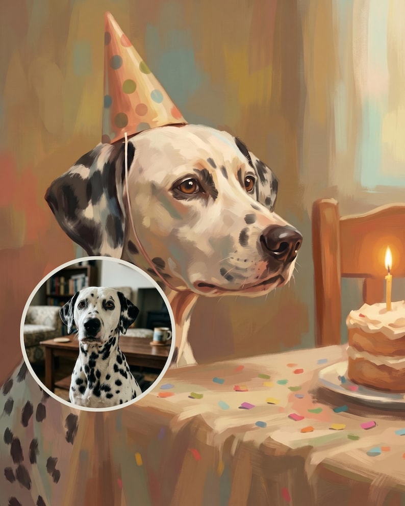 Wishful Personalized Dog Portrait from Your Photo, Vintage Style Birthday Art Digital Download