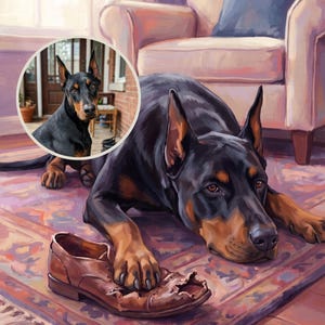Guilty Personalized Dog Portrait from Your Photo, Nostalgic Living Room Canvas Print, Dog Canvas Wall Art, Bad Dog Art