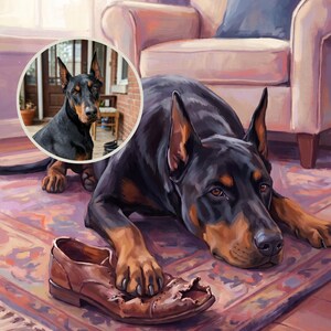 Guilty Personalized Dog Portrait from Your Photo, Nostalgic Living Room Art Digital Download