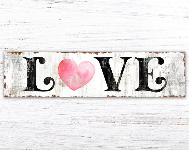 Modern Farmhouse Wall Decor Love Sign Rustic Chic Valentines Etsy