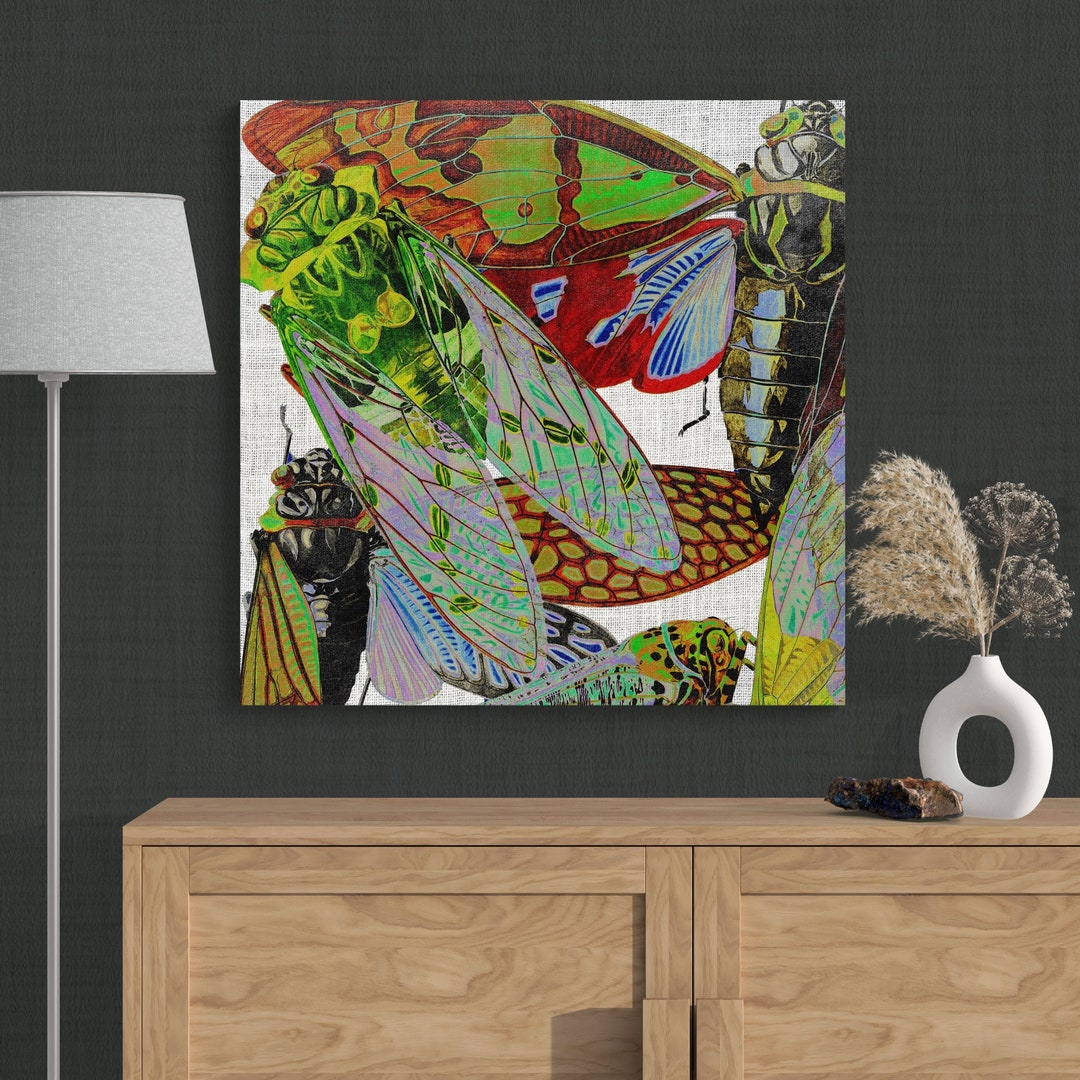 Retro Modern Insect Artwork Colorful Abstract Pop Art Cicada - Etsy