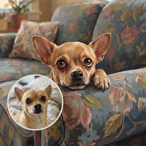 Dramatic Custom Dog Portrait from Your Photo, Cottage Living Room Canvas Print, Dog Canvas Wall Art, Sad Dog Eyes Art
