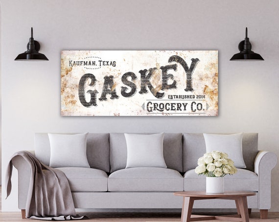 Vintage Name Sign, Rustic Kitchen Decor, Vintage Style Art, Name Established Sign, Vintage Wall Art, Rustic Wall Decor, Custom Name Sign