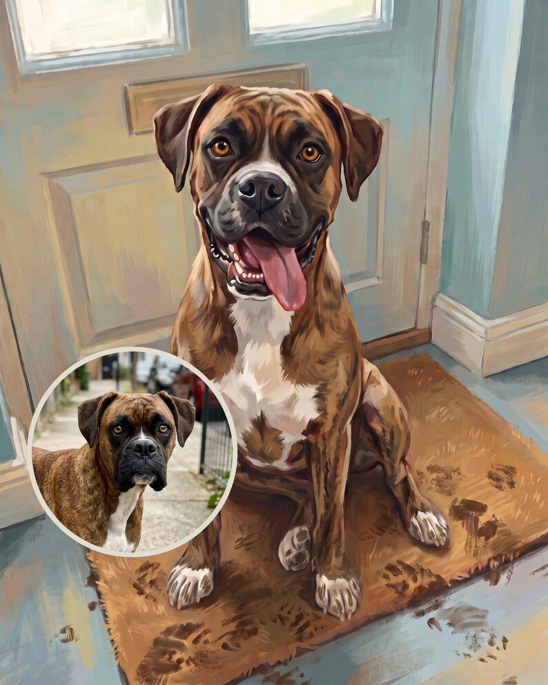 Cheeky Custom Dog Portrait from Your Photo, Cottage Mudroom Canvas Print, Dog Canvas Wall Art, Muddy Paws Art, Vintage Farmhouse Decor