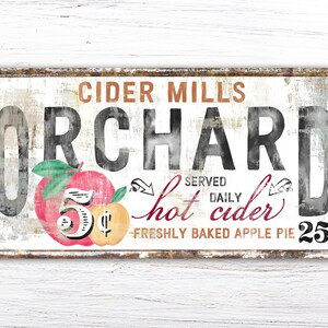 Cider Mills Apple Orchard Rustic Fall Sign Modern Farmhouse Wall Decor, Primitive Country Cozy Autumn Vintage Harvest Thanksgiving Decor image 2