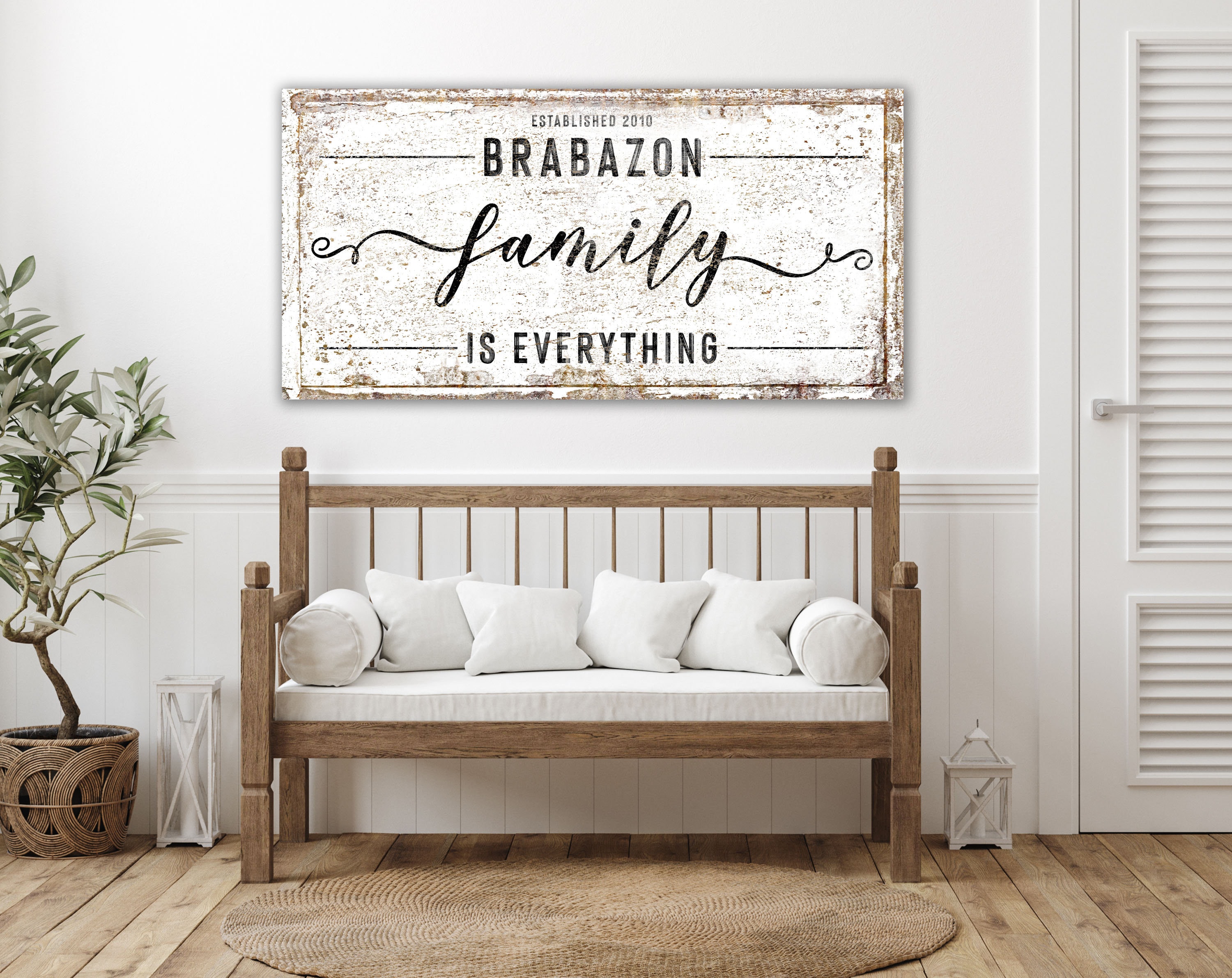Family Is Everything Last Name Sign Modern Farmhouse Wall | Etsy