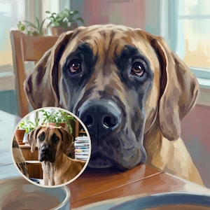 Polite Personalized Dog Portrait from Your Photo, Heirloom Dining Room Art Digital Download
