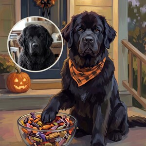 Halloween Dog Art, Personalized Dog Portrait from Photo, Trick or Treat Art, Retro Halloween Art Digital Download