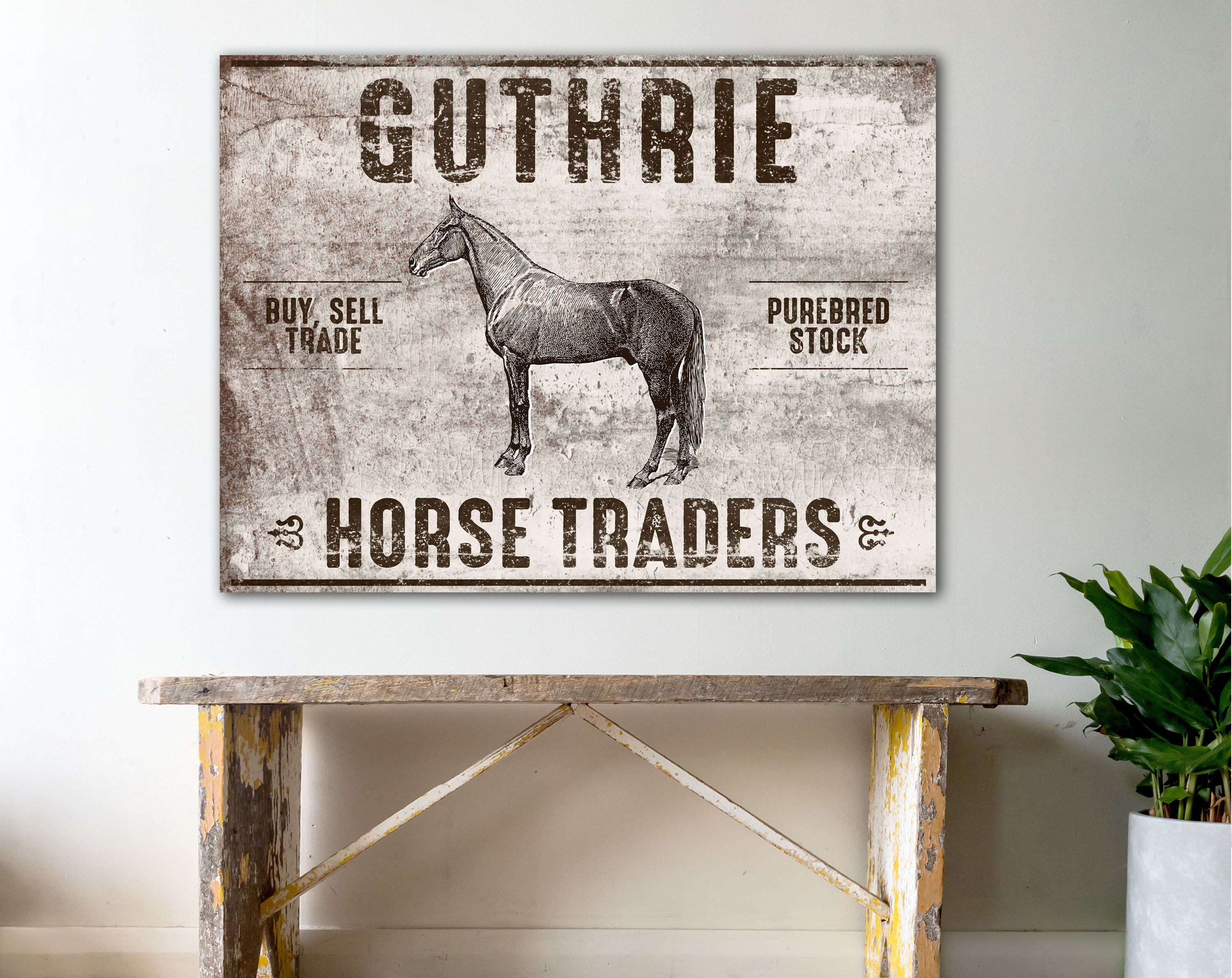 Rustic Western Wall Decor, Horse Art, Personalized Farm Sign, Primitive Country Equestrian Decor, Custom Farmhouse Last Name Sign