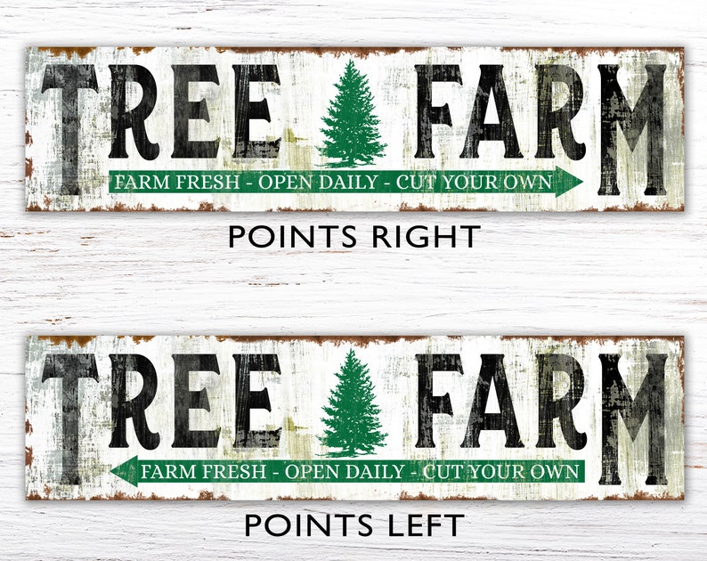 Rustic Tree Farm Christmas Sign, Farm Fresh Cut Your Own Primitive Holiday Wall Decor, Vintage Farmhouse Chic Wall Decor, Christmas Art image 2