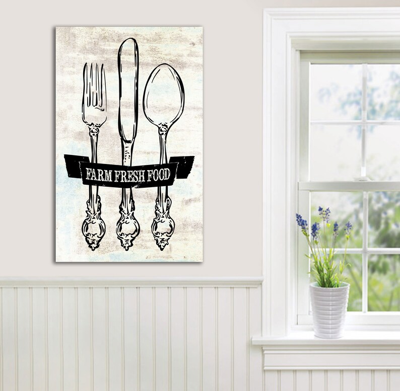 Farmhouse Kitchen Wall Decor Silverware Art Fork Knife Etsy