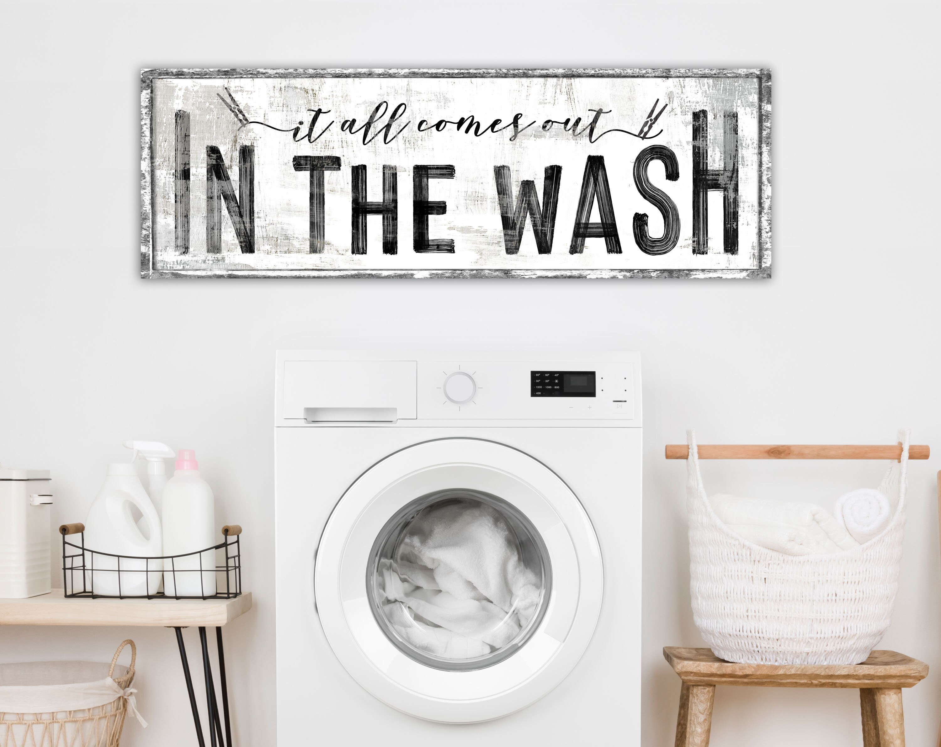 Large Rustic Laundry Sign It All Comes Out in the Wash Laundry - Etsy