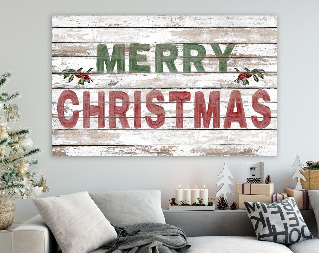 Rustic Christmas Decor, Nostalgic Vintage Farmhouse Chic Merry