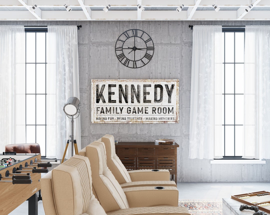 Modern Farmhouse Wall Decor Family Game Room Sign, Personalized Last ...