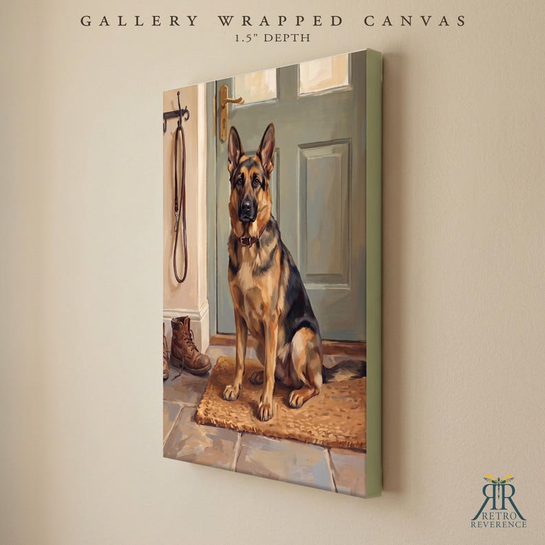 Dog Memorial Canvas Art, Pet Memory Portrait from Photo, Entryway Wall Art Print, Personalized Dog Waiting at the Door, Pet Memorial Artwork bild 11