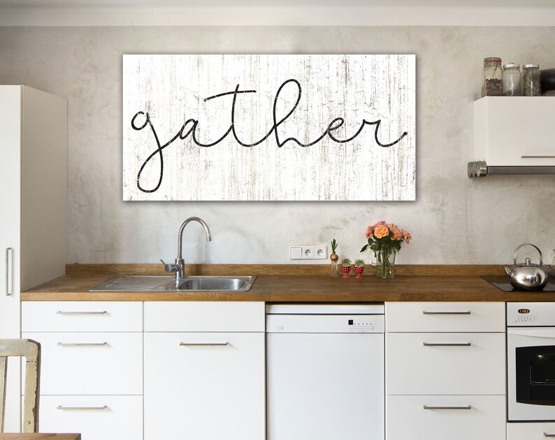 Gather Sign Dining Room Wall Art Gather Wall Art Farmhouse Etsy