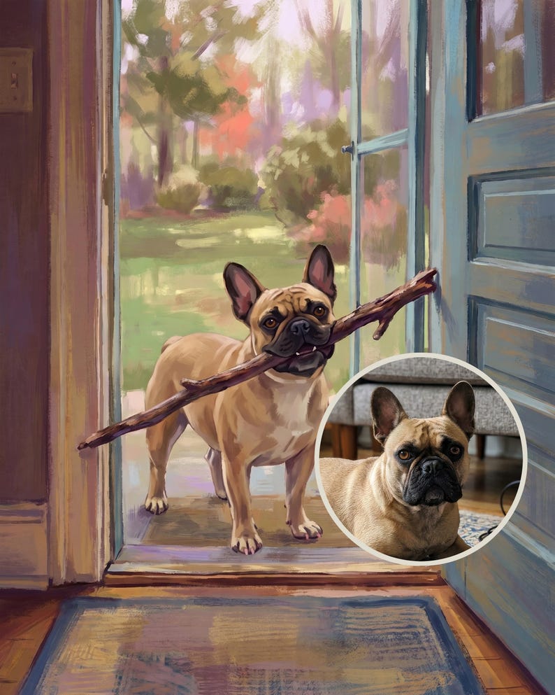Proud Personalized Dog Portrait from Your Photo, Heirloom Fetch Art Digital Download