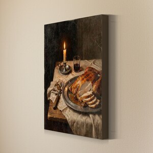 Holiday Feast Wall Art, Vintage Style Thanksgiving Decor, Still Life Artwork, Fall Kitchen Decor, Dining Room Decor, Art Print or Canvas image 4