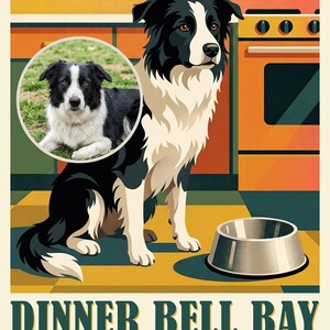 Dinner Bell Travel Poster from Your Photo, Custom Dog Art Print or Canvas, Supper Club Wall Art, Retro Kitchen Wall Decor