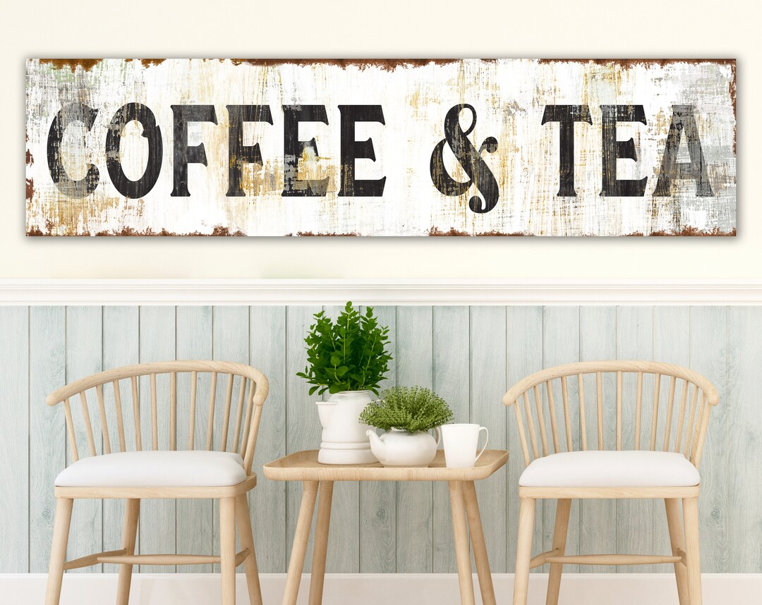 Vintage Farmhouse Wall Decor Rustic Coffee & Tea Kitchen Sign - Etsy