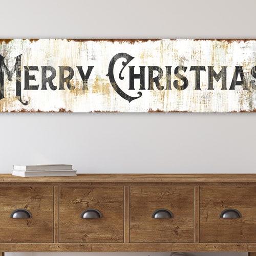 Modern Farmhouse Wall Decor Large Merry Christmas Sign Rustic Etsy