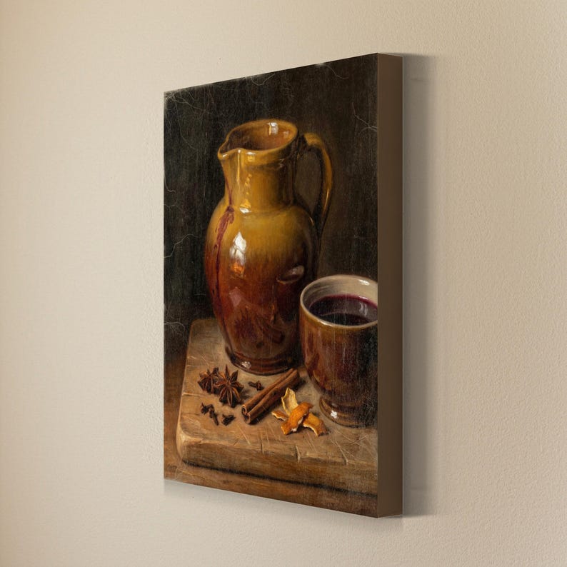 Warm Spices and Stoneware Wall Art, Vintage Style Fall Decor, Autumnal Print, Still Life Artwork, Kitchen Wall Decor, Art Print or Canvas image 4