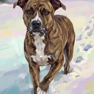 Custom Dog Portrait from Photo, Dog in Snow Art, Vintage Style Dog Illustration, Printable Wall Art, Snowy Wall Art, Custom Pet Artwork image 2