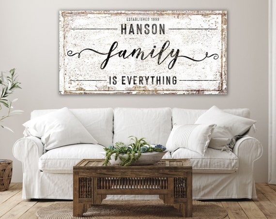 Family is Everything Last Name Sign Modern Farmhouse Wall | Etsy
