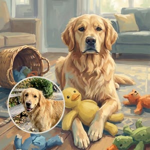 Playful Custom Dog Portrait from Your Photo, Painterly Nursery Art Digital Download